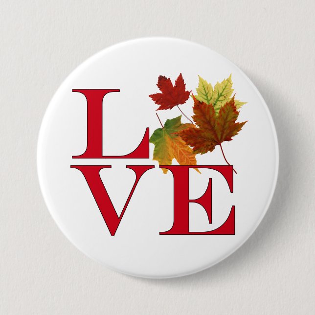 Badge Rond 7,6 Cm J'aime l'automne (Devant)
