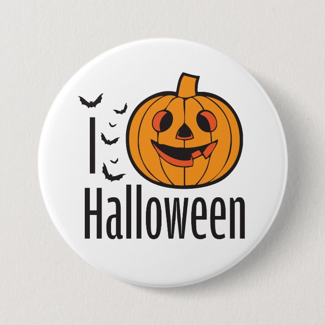 Badge Rond 7,6 Cm J'AIME le bouton de HALLOWEEN (Devant)