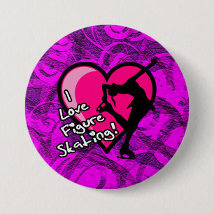 Badge Rond 7,6 Cm J'aime le bouton de patinage artistique, remous de
