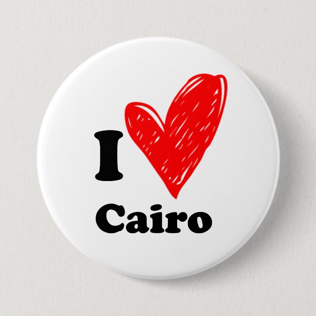 Badge Rond 7,6 Cm J'aime Le Caire (Devant)