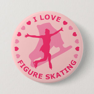 Badge Rond 7,6 Cm J'aime le patinage artistique