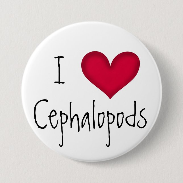 Badge Rond 7,6 Cm J'aime le Pin de céphalopodes (Devant)