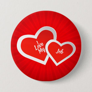 Badge Rond 7,6 Cm "J'aime" les coeurs rouges et blancs, mignons.