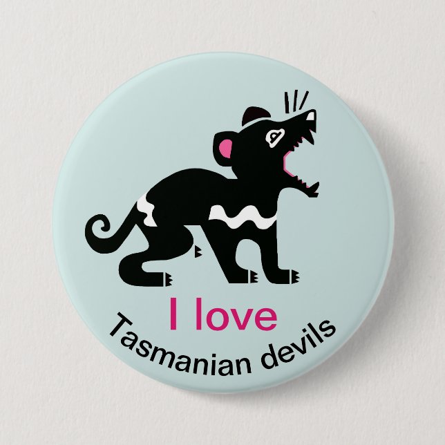 Badge Rond 7,6 Cm J'aime les diables de Tasmanie Australian Wildlife (Devant)