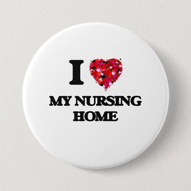Badge Rond 7,6 Cm J'aime ma maison de repos (Devant)