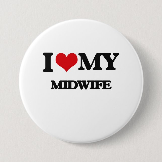 Badge Rond 7,6 Cm J'aime ma sage-femme (Devant)