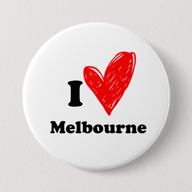 Badge Rond 7,6 Cm J'aime Melbourne (Devant)