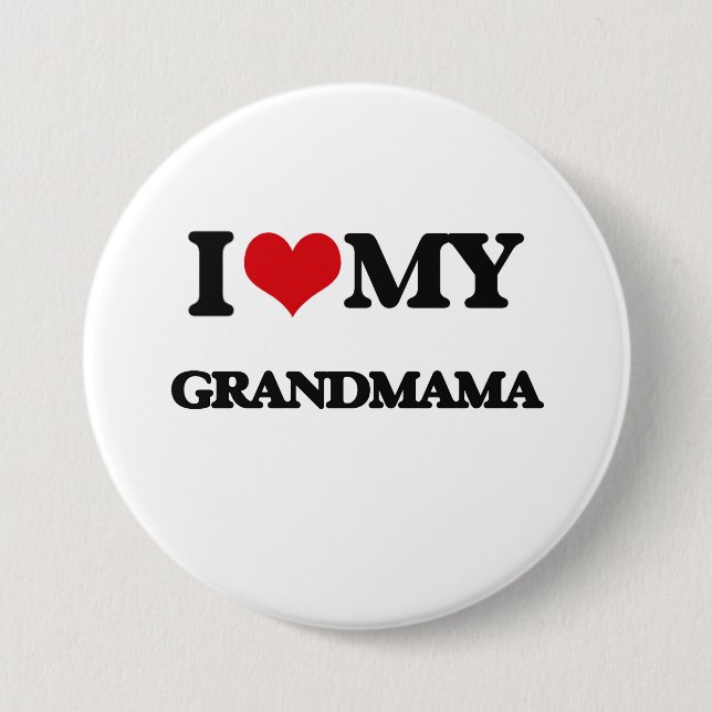 Badge Rond 7,6 Cm J'aime mes grands-mère (Devant)