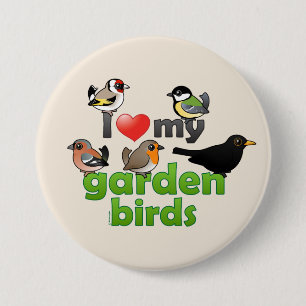 Badge Rond 7,6 Cm J'aime mes oiseaux de jardin
