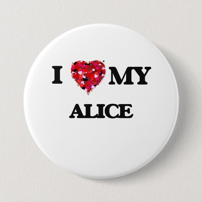 Badge Rond 7,6 Cm J'aime mon Alice (Devant)