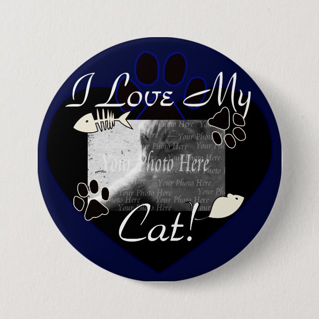 Badge Rond 7,6 Cm J'aime mon bouton de chat (Devant)