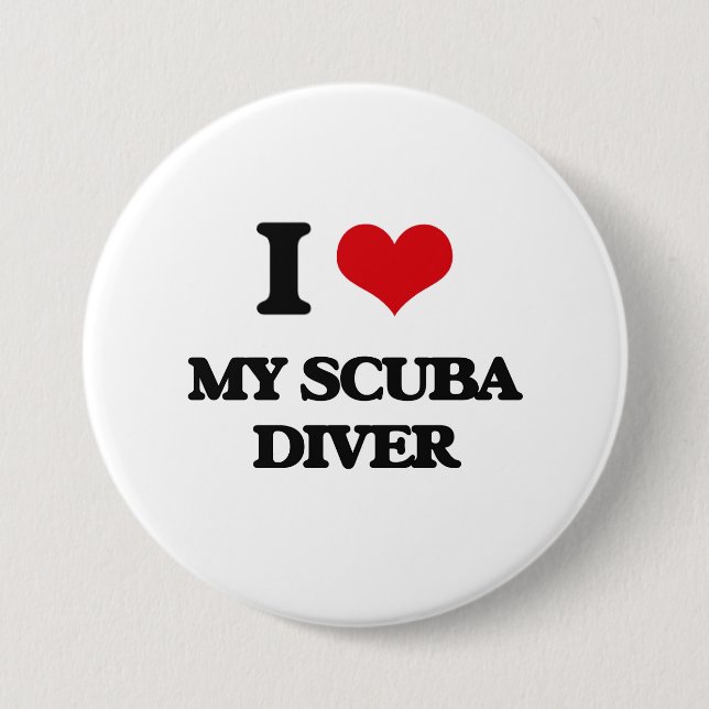 Badge Rond 7,6 Cm J'aime mon plongeur autonome (Devant)