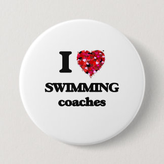 Badge Rond 7,6 Cm J'aime nager des entraîneurs