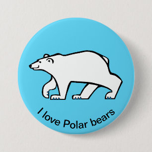 Badge Rond 7,6 Cm J'aime OURS polaires - Animaux sauvages - Bleu gla