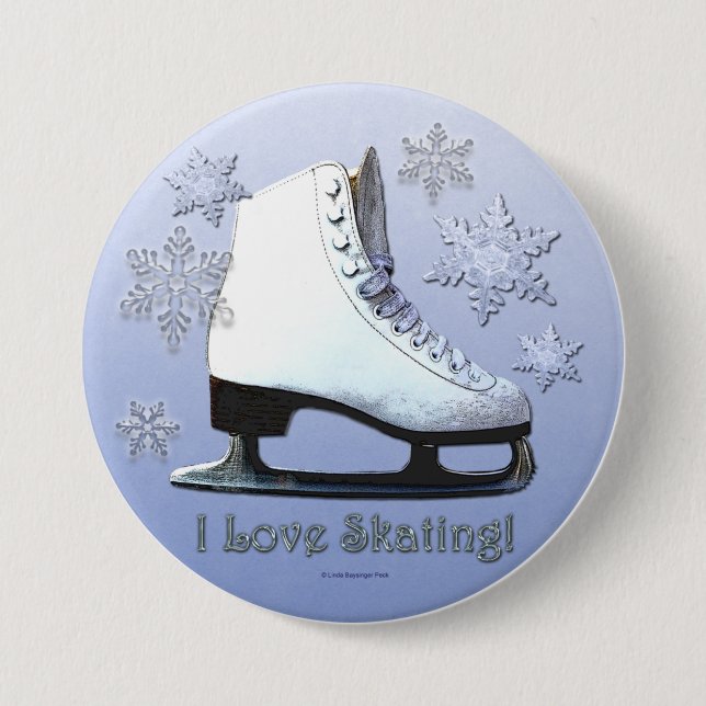 Badge Rond 7,6 Cm J'aime patiner (Devant)