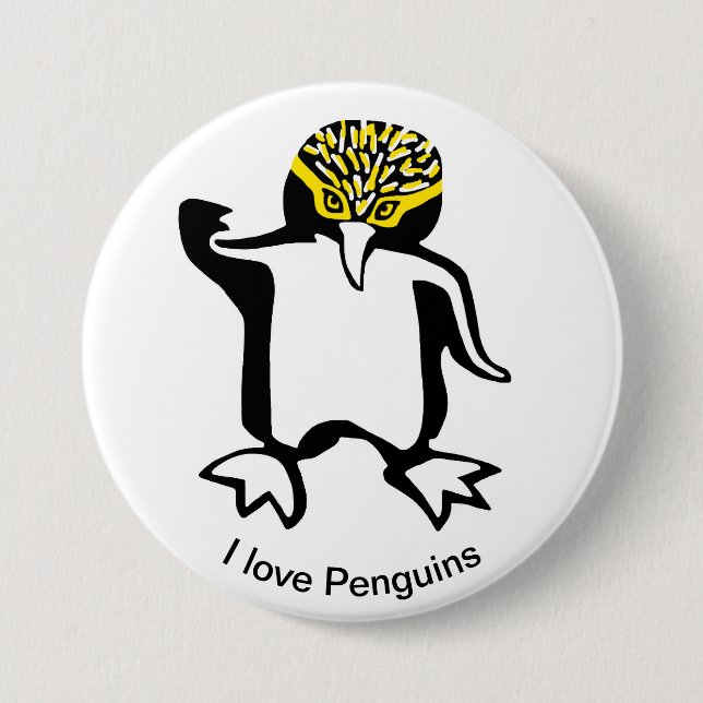 Badge Rond 7,6 Cm J'aime PENGUINS - Amoureux des animaux - Nature (Devant)