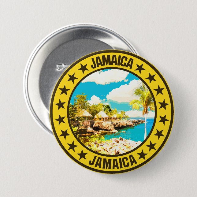 Badge Rond 7,6 Cm Jamaïque (Devant & derrière)