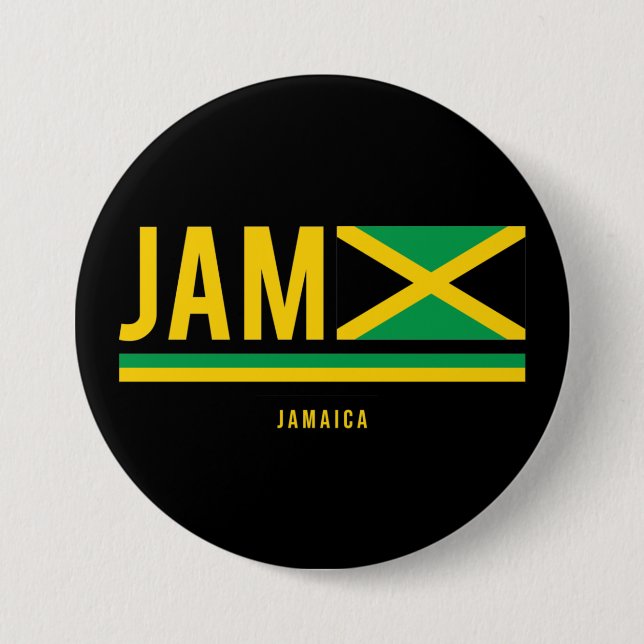 Badge Rond 7,6 Cm Jamaïque Drapeau ISO Code Alpha 3 Design  (Devant)