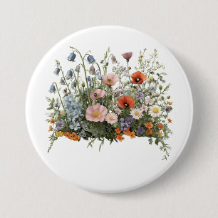 Badge Rond 7,6 Cm jardin botanique de prairie fleurie fleurs
