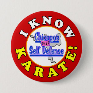 Badge Rond 7,6 Cm "JE CONNAIS KARATE !" Larry Appleton Parfait pour