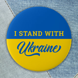 Badge Rond 7,6 Cm Je Me Tiens Avec L'Ukraine Pavillon bleu jaune Ukr