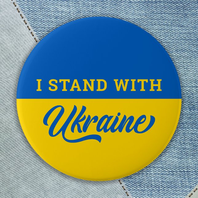 Badge Rond 7,6 Cm Je Me Tiens Avec L'Ukraine Pavillon bleu jaune Ukr (Créateur téléchargé)