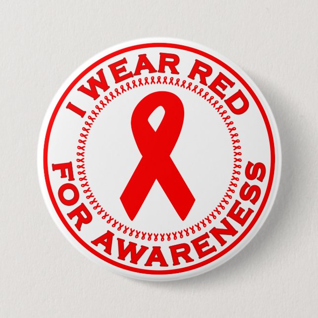 Badge Rond 7,6 Cm Je porte le rouge pour la conscience (Devant)