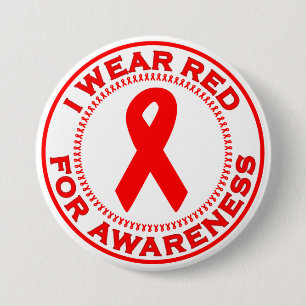 Badge Rond 7,6 Cm Je porte le rouge pour la conscience