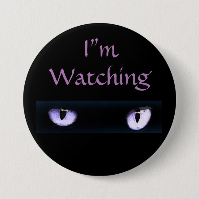 Badge Rond 7,6 Cm Je regarde les yeux de chats violets (Devant)