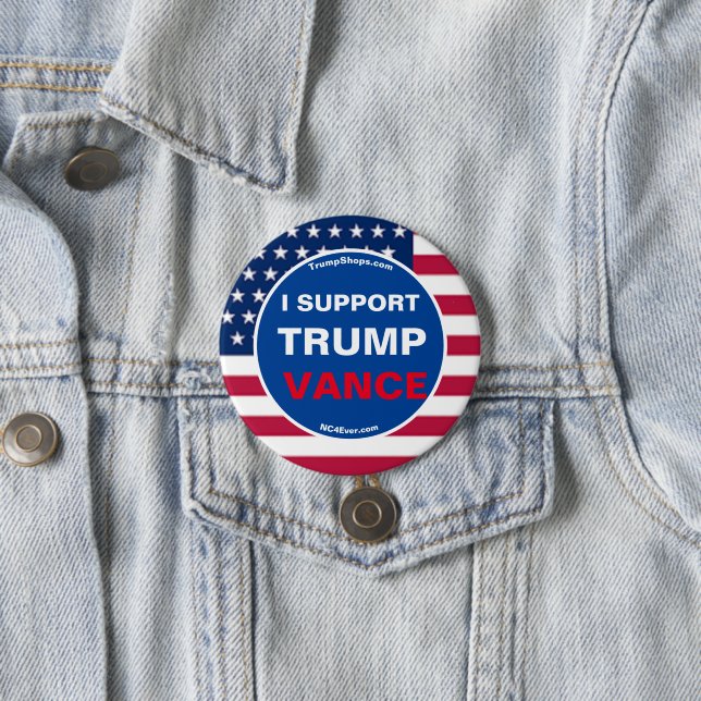 BADGE ROND 7,6 CM JE SOUTIENS TRUMP VANCE (En situation)