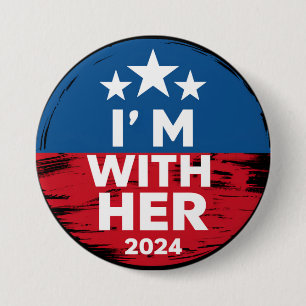 Badge Rond 7,6 Cm Je suis avec elle Kamala Vote pour 2024 Président 