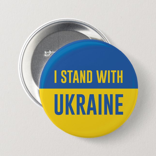 Badge Rond 7,6 Cm Je Suis Avec L'Ukraine (Devant & derrière)