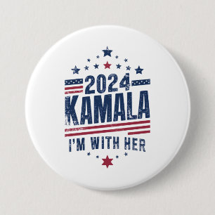 Badge Rond 7,6 Cm Je suis avec son vote Kamala pour 2024 Kamala-Harr