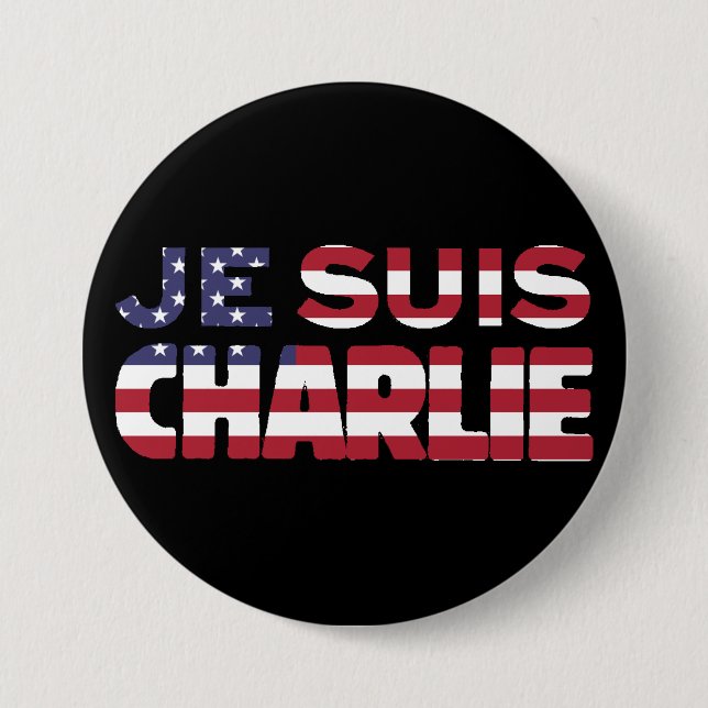Badge Rond 7,6 Cm Je Suis Charlie - je suis des Charlie-Étoiles et (Devant)