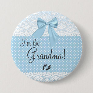Badge Rond 7,6 Cm Je suis la dentelle de bleu de grand-maman