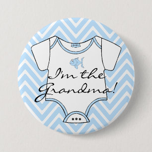 Badge Rond 7,6 Cm Je suis la grand-maman Chevron bleu avec un