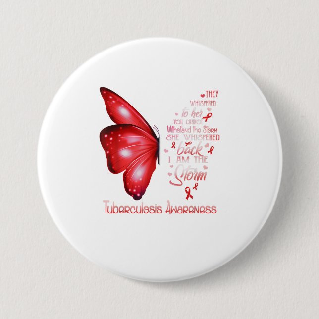 Badge Rond 7,6 Cm Je suis la tempête Tuberculosis Butterfly (Devant)