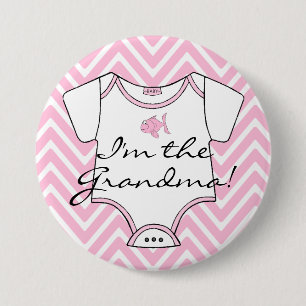 Badge Rond 7,6 Cm Je suis le rose Chevron de grand-maman