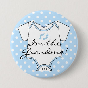 Badge Rond 7,6 Cm Je suis les empreintes de pas de bébé bleu de