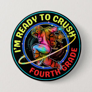 Badge Rond 7,6 Cm Je suis prêt à déchirer en quatrième année