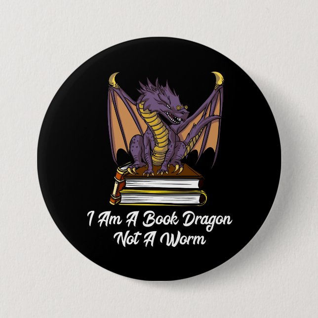 Badge Rond 7,6 Cm Je suis un dragon de livre pas un ballot (Devant)