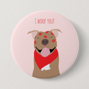 Badge Rond 7,6 Cm Je Te Wooouffe Bisous de Bouledogue Américain