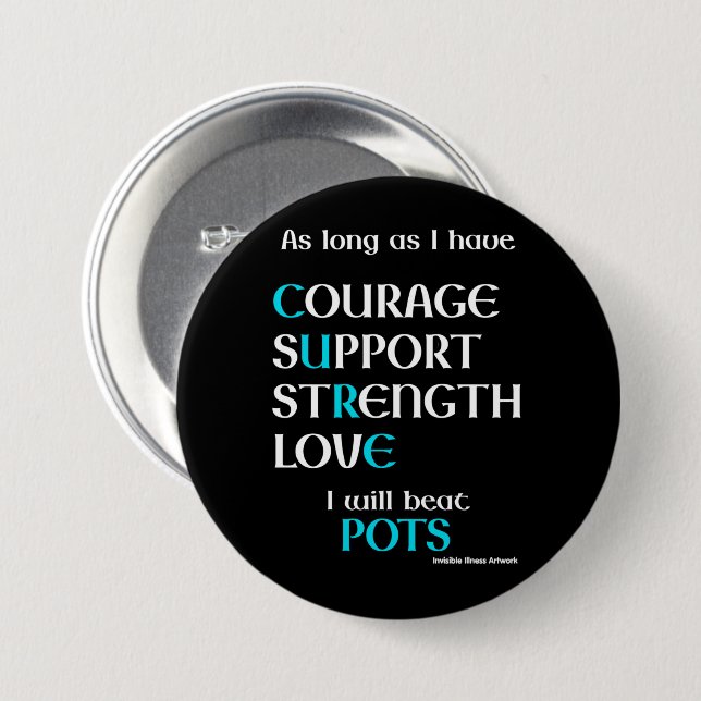 Badge Rond 7,6 Cm Je vais battre...POTS (Devant & derrière)