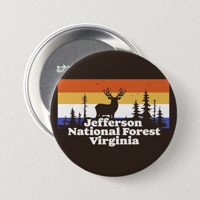 Badge Rond 7,6 Cm Jefferson National Forest Virginia (Devant & derrière)