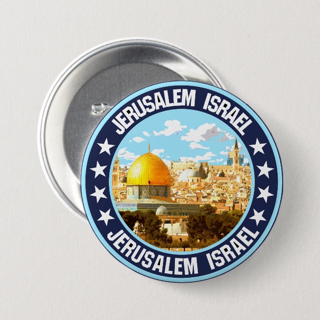 Badge Rond 7,6 Cm Jérusalem                                          (Devant & derrière)