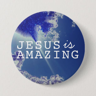 Badge Rond 7,6 Cm Jesus est Extraordinaire avec Sky Stars