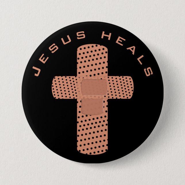 Badge Rond 7,6 Cm Jésus guérit (Devant)
