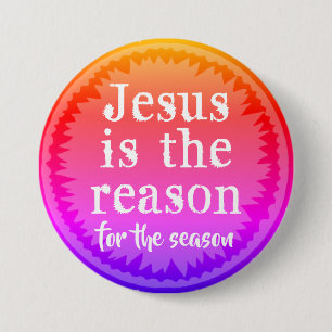 Badge Rond 7,6 Cm Jésus Raison de la saison Gradient Épingle de Noël