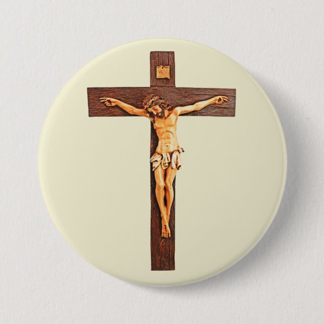 Badge Rond 7,6 Cm Jésus sur la croix (Devant)