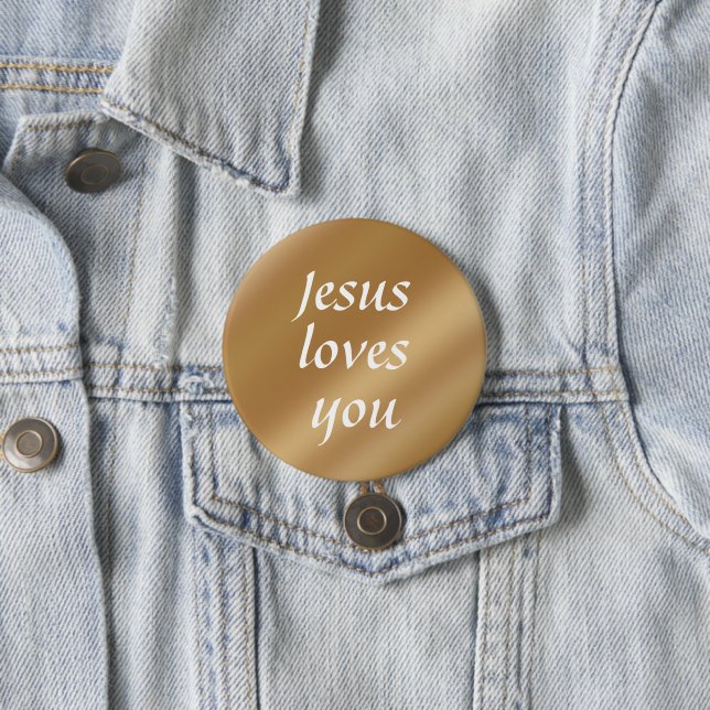 Badge Rond 7,6 Cm Jésus t'aime | Gold Chic Custom Text Christian (En situation)